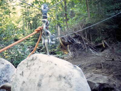 AB Chance Rock Anchor used to lift a boulder on a high line